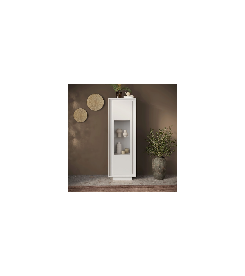 Vitrine SKY 1 porte – Blanc mat laqué